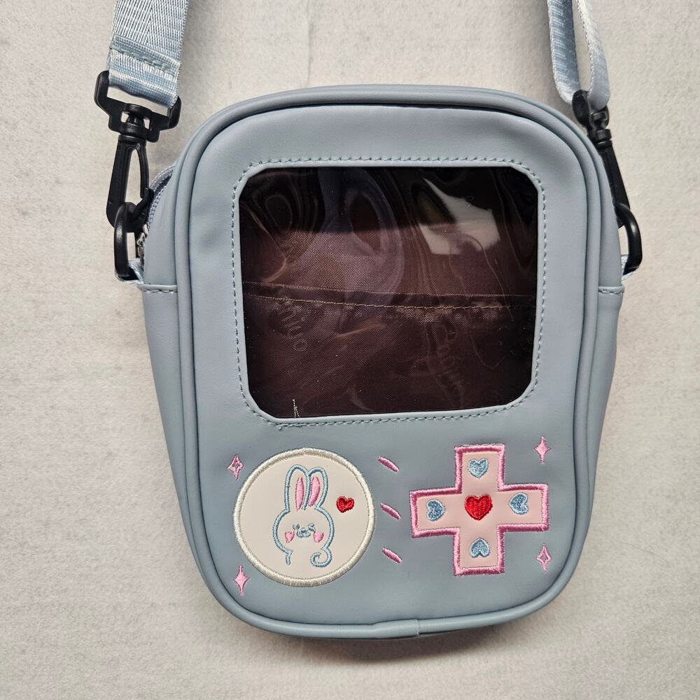 Kawaii Light Blue Handheld Game Console Ita Bag Crossbody Purse Clear Window